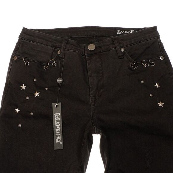 BLANKNYC Skinny Ankle Pants 28 Black Intro Distressed Womens Measure 27x25.5 - Picture 4 of 13